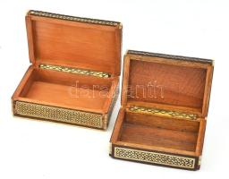 2 darab marokkói csontberakásos dobozka, hiányokkal, sérülésekkel