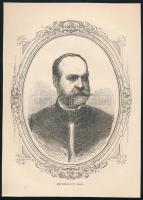 cca 1860 Hunfalvy Pál (1810-1891) cipszer származású magyar jogász, etnológus, nyelvész, az 1848-1849-es forradalom idején parlamenti képviselő, MTA tagjának arcképe, fametszet, papír, 22x16 cm