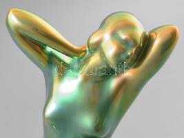 Zsolnay eozin mázas akt szobor, jelzett, hibátlan, m: 24,5 cm