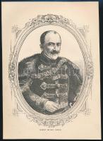 cca 1860 Gróf Mikó Imre (1805-1876) erdélyi államférfi, művelődés- és gazdaságpolitikus, történész, Erdély főkormányzója, majd Magyarország közmunka- és közlekedésügyi minisztere (1867-1870), ,,Erdély Széchenyijének" arcképe, fametszet, papír, 22x16 cm