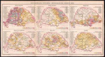 cca 1900 Vegyes térkép tétel, 3 db: Magyarország népessége hitfelekezetek szerint 1890, rajzolta Hom...