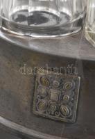 Art deco stílusú asztali fűszertartó, négy lábon álló, kerek fém tartó, középen fogantyúval, olaj- é...