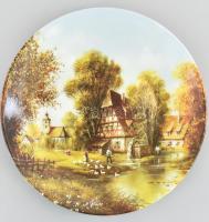 1990, Vohenstrauss dísztál, "A malomnál", jelzett, sorszámozott, hibátlan, eredeti dobozában, d: 20 cm