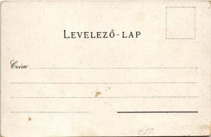 Sopron, Oedenburg; Várostorony, látkép, Színház, Széchenyi tér. Art Nouveau, floral, litho (EK)