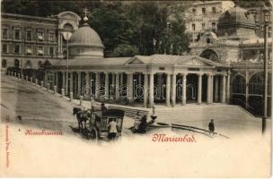 1898 (Vorläufer) Mariánské Lázne, Marienbad; Kreuzbrunnen / spa, horse-drawn carriage of Hotel Imperial (EK)