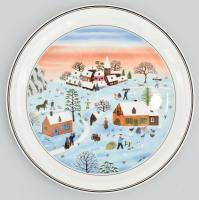 1990 körül, Villeroy & Boch dísztál, "Tél", jelzett, sorszámozott, hibátlan, eredeti dobozában, d: 23,5 cm