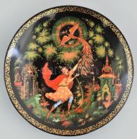 1990, orosz dísztál, mitológiai jelenettel, jelzett, sorszámozott, hibátlan, eredeti dobozában, d: 20 cm