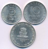 1948. 5Ft Ag "Petőfi" + 10Ft Ag "Széchenyi" + 20Ft Ag "Táncsics", &quo...