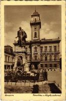 1941 Komárom, Komárno; Városháza, Klapka szobor / town hall, statue (EK)