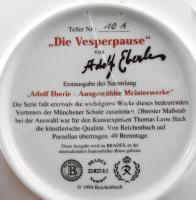 1994, Reichenbach dísztál, "Uzsonnaszünet", jelzett, sorszámozott, hibátlan, d: 19 cm