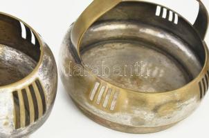 Art deco ezüstözött alpakka dohányzó szett, 3 db-os: gyufatartó-hamuzó, cigaretta- és szivarkínáló. ...