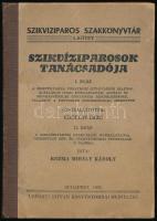 Erdélyi Imre - Kozma Mihály Károly: Szikvíziparosok tanácsadója. I-II. rész. I. rész: A szikvíziparra vonatkozó különleges szakmai, általános ipari közigazgatási, adózási és munkásvédelmi törvényes rendelkezések, valamint a fontosabb kereskedelmi ismeretek. Összeállította Erdélyi Imre. II. rész: A szikvízgyártás gyakorlati munkálataival. Összefüggő gép- és üzemtechnikai tudnivalók. 23 rajzzal. Írta: Kozma Mihály Károly. Szikvíziparos Szakkönyvtár I. kötet. Bp., 1939, Urbányi István, 1-80 p. + 4 sztl. lev. +81-126+2 p. Kiadói félvászon-kötés, kissé kopott borítóval.