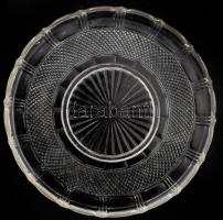 Üveg italkínáló készlet: csiszolt kiöntőüveg dugóval, hozzá 6 db pohár és kerek üvegtálca. Jelzés né...