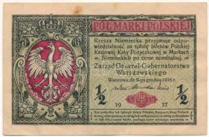 Lengyelország / Német megszállás 1917. 1/2M T:F folt
Poland / German Occupation 1917. 1/2 Mark C:F ...