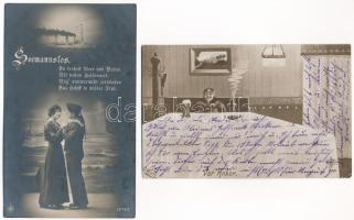 TENGERÉSZEK - 4 db RÉGI képeslap / MARINERS - 4 pre-1945 postcards