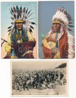 INDIÁNOK - 3 db RÉGI képeslap / NATIVE AMERICANS, INDIANS - 3 pre-1945 postcards