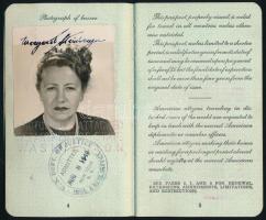 1948 Amerikai Egyesült Államok fényképes útlevele magyar származású személy (Margaret Steinberger) részére / 1948 U.S. passport