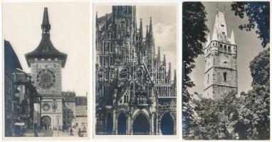 7 db RÉGI európai város képeslap, közte 1 modern / 7 pre-1945 European town-view postcards, includin...