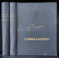 Zadravecz püspök, a szegedi Kapisztrán. Szerkesztette: Nagymihály Sándor. I-II. [Teljes mű két kötetben.] Budapest, [1942]. Helikon Kft. (Hornyánszky Viktor Rt.) 1 t. (színes címkép) + 295 + [1] p. + 14 t. (fotóanyag); 1 t. (színes címkép) + 271 + [1] p. + 14 t. (fotóanyag). Az 1919-ben Szegeden szolgáló Zadravecz István ferences szerzetes, tábori pap (1884-1965) az ellenforradalmi napokban ismerkedett össze a Horthy-féle Nemzeti Hadsereg vezérkarával. Később tábori püspöknek nevezték ki a nemzeti és katonai ügyekben gyakran felszólaló papot. Kötetünk a páter beszédeit közli, kísérő tanulmányok társaságában. Jóllehet Zadravecz püspök idővel távolabb került a Horthy-adminisztrációtól, 1919-es, markánsan Tanácsköztársaság-ellenes szerepe miatt a mű rákerült az Ideiglenes Nemzeti Kormány által 1945-ben betiltott művek jegyzékére. Egységes, aranyozott, vaknyomásos, enyhén foltos kiadói egészvászon kötésben. Jó példány.