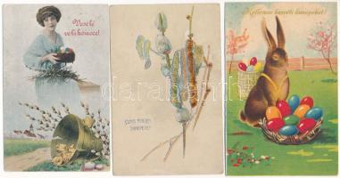 27 db RÉGI ünnepi üdvözlőlap (karácsonyi, húsvéti, újévi), benne malacos lapok is / 27 pre-1945 holiday greeting cards (Christmas, Easter, New Year)