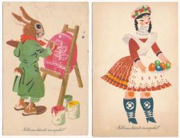 40 db MODERN magyar retro grafikai húsvéti üdvözlő képeslap. Képzőművészeti Alap / 40 modern Hungari...