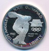 Amerikai Egyesült Államok 1983S 1$ Ag "XXIII. Nyári Olimpiai Játékok, Los Angeles" kapszulában, tanúsítvánnyal T:PP USA 1983S 1 Dollar Ag "Los Angeles XXIII Olympiad" in capsule, with certificate C:PP Krause KM#209