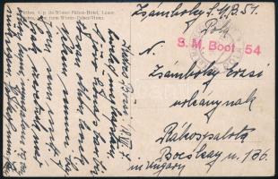 1918 Tábori posta képeslap / Field postcard &quot;S.M. Boot 54&quot;