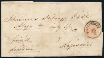 1853 3kr levélen teljes tartalommal / on cover with full content MAGYARSZÉK