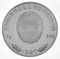Észak-Korea 1997. 100W Ag "Sydney-i Olimpia 2000 - Operaház" multicolor festett T:PP
Nort...