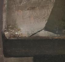 Fejér Csaba (1936-2002): Csendélet ecsetekkel. Olaj, farost, jelezve balra lent. 35x68 cm Üvegezett ...