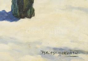 Halasi Horváth István (1904-1994): Téli táj. Olaj, farost, jelzett. Fakeretben, 30×46 cm
