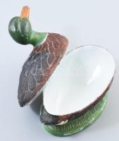 cca 1900, Kacsa alakú festett tejüveg ékszertartó. Jelzés nélkül, kopással, 13x12 cm