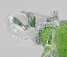 Murano elefánt asztaldísz. Anyagában színezett és anyagában buborékos díszítéssel, jelzés nélkül, hi...