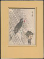 Japán művész, ismeretlen jelzéssel: A piros nyelv. Színezett fametszet, papír. 18x12,5 cm. Paszpartuban / japanese woodcut, in passepartout