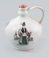 Herend népi mintás szálváza. Jelzett, minimális kopással, m: 8 cm