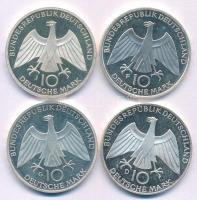 NSZK 1972D,F,G,J 10M Ag "Olimpia-München / Csomó" (4xklf) T:AU (PP) FRG 1972D,F,G,J 10 Mar...