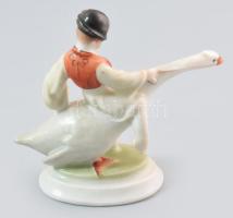 Herendi porcelán Ludas Matyi, kézzel festett, jelzett, hibátlan, m: 8 cm