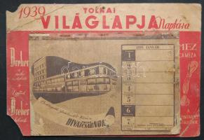 1939 évi Tolnai Világlapja asztali naptár helyenként sérülésekkel