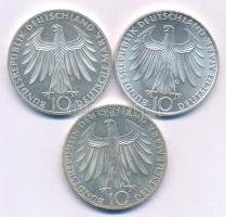 NSZK 1972D,F,G 10M Ag "Müncheni Olimpia - Stadion" (3xklf) T:AU FRG 1972D,F,G 10 Mark Ag &...