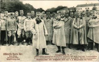 Kriegsbildkarte Nr. 31. Armeeoberkommandant Erzherzog Friedrich mit dem Chef des Generalstabes G. d. I. Conrad Freiherrn von Hötzendorf und dem Stabe des Oberkommandos. Kriegshilfsbüro / WWI Austro-Hungarian K.u.K. military postcard. Archduke Friedrich Supreme Commander and Conrad von Hötzendorf Field Marshal and Chief of the General Staff of the Austro-Hungarian Army with their staff (EK)