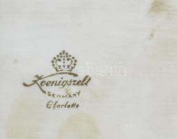 Koenigszelt ezüstözött porcelán mokkás készlet, 4 részes: kanna, cukortartó, tejkiöntő, tálca (csész...