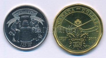 Kanada 2017. 25c acél "125 éves a Stanley Kupa" + 1$ sárgarézzel bevont acél "100 éves a Toronto Maple Leafs" T:UNC,AU  Canada 2017. 25 Cents steel "The Stanley Cup is 125 years old" + 1 Dollar Brass plated steel "100th Anniversary of The Toronto Maple Leafs" C:UNC,AU