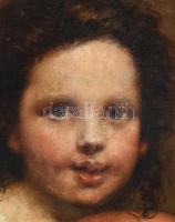 Jelkzés nélkül, XIX. sz. festő. Kislány portréja. Olaj, vászon. javított. Dekoratív fakeretben, 53,5...