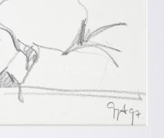 Győrfi András (1964-): Poharazó, 1997. Ceruza, papír. Jelezve jobbra lent. Paszpartuban. 25,5x20 cm