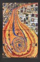 Hundertwasser. the end of the road. Nyomat, papír, jelzett a nyomaton. Gruener Janura AG kiadása. 49x32,5 cm.