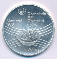 Kanada 1976. 5$ Ag "Montreali olimpia - Olimpiai láng" kapszulában T:UNC Canada 1976. 5 Dollars Ag "Montreal Olympic Games - Olympic Flame" in capsule C:UNC Krause KM#110