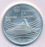 Kanada 1976. 10$ Ag Montreali olimpia - Olimpiai Stadion T:UNC Canada 1976. 10 Dollars Ag Montreal Olympic Games - Olympic Stadium C:UNC