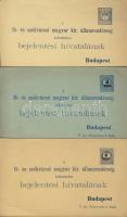 1900-1902 3 db rendőrségi be- és kijelentő lap (használatlan)