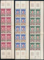 Official UNESCO stamps 1969-1971 with 3 various marginal sheet blocks (missing fields), UNESCO hivatalos bélyegei 1969-1971 3 klf ívsarki 10-es tömb üres mezőkkel