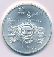 Kanada 1974. 10$ Ag &quot;Montreali olimpia - Zeusz fej&quot; T:UNC Canada 1974. 10 Dollars Ag &quot;Montreal Olympic Games - Head of Zeus&quot; C:UNC Krause KM#93